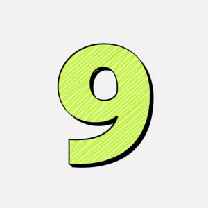 Number Nine With Green Line Design