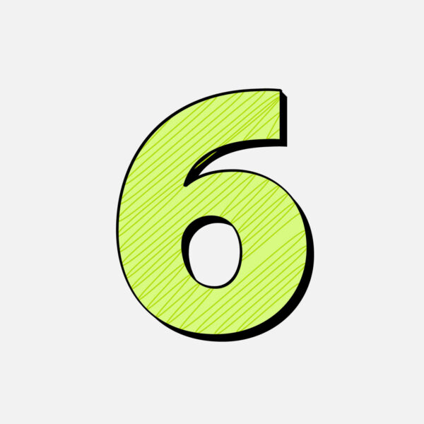 Number Six With Green Line Design
