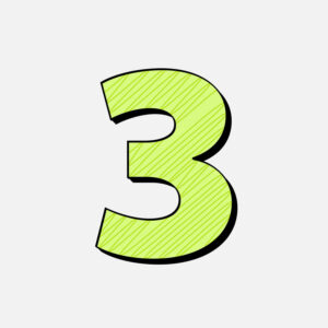 Number Three With Green Line Design