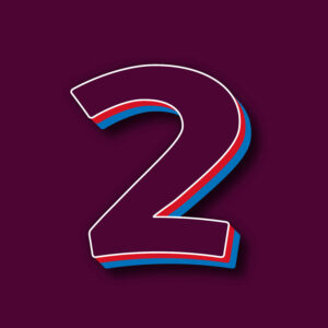 Number Two Tricolor Design With White Edges