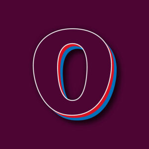 Number Zero Tricolor Design With White Edges
