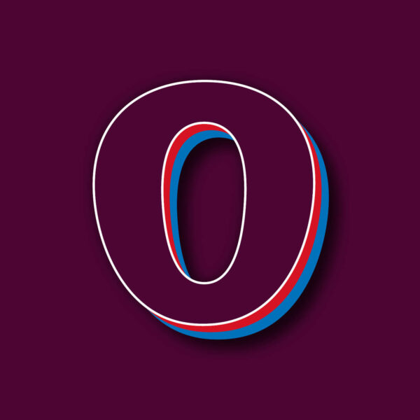 Number Zero Tricolor Design With White Edges