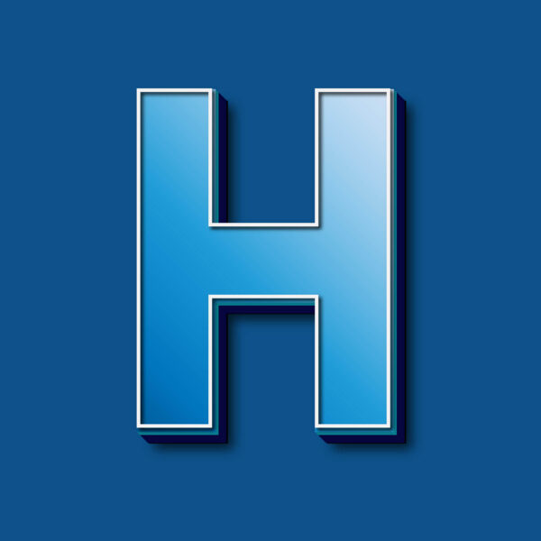 3D Blue Letter H Design