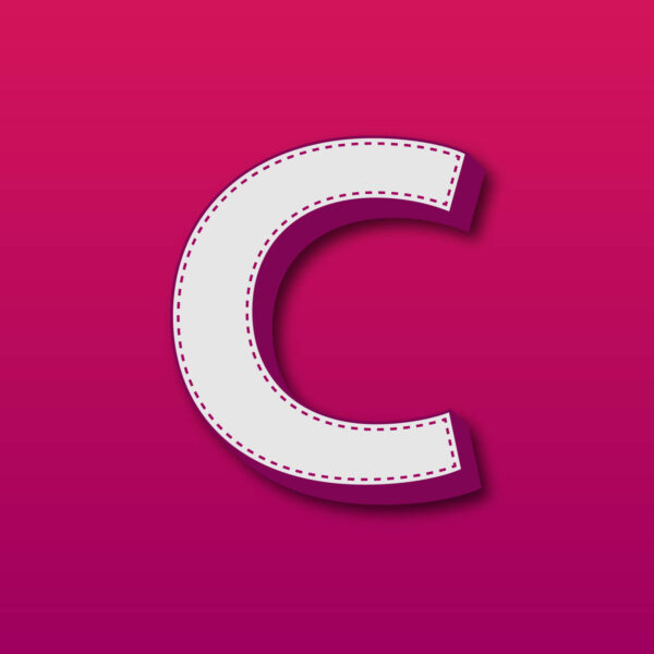 3D Letter C Stitched Design