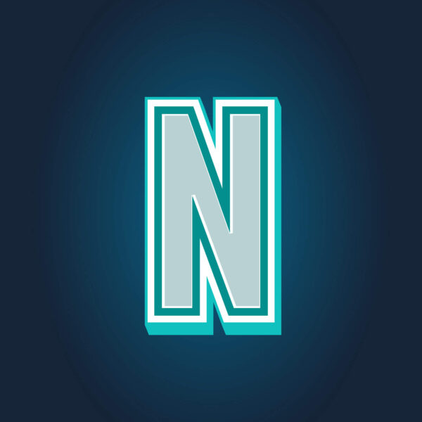 3D Letter N Tricolor Design