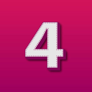 3D Number Four Stitched Design