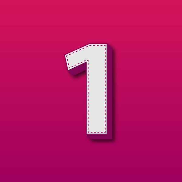 3D Number One Stitched Design