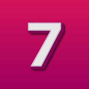 3D Number Seven Stitched Design