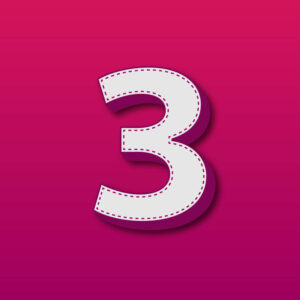 3D Number Three Stitched Design