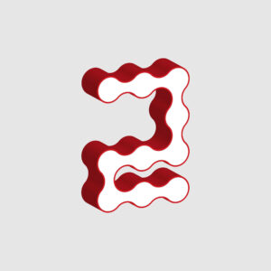 3D Number Two Curved Design