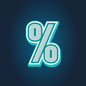 3D Percentage Symbol Tricolor Design