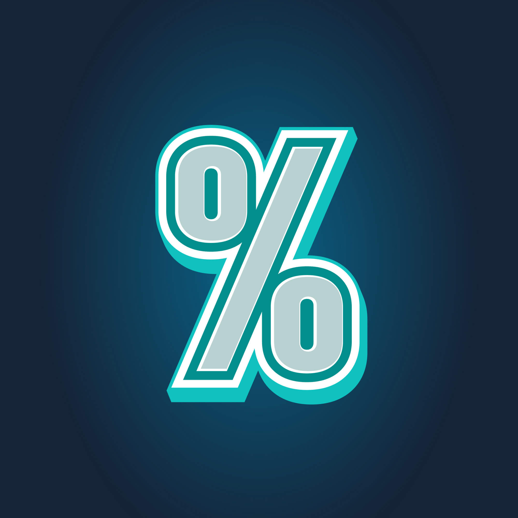 3D Percentage Symbol Tricolor Design