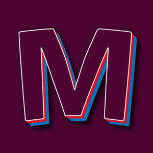 Letter M Tricolor Design With White Edges
