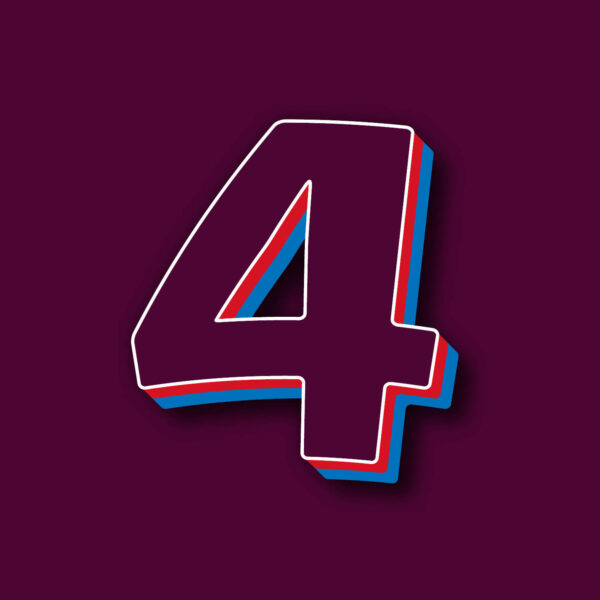Number Four Tricolor Design With White Edges