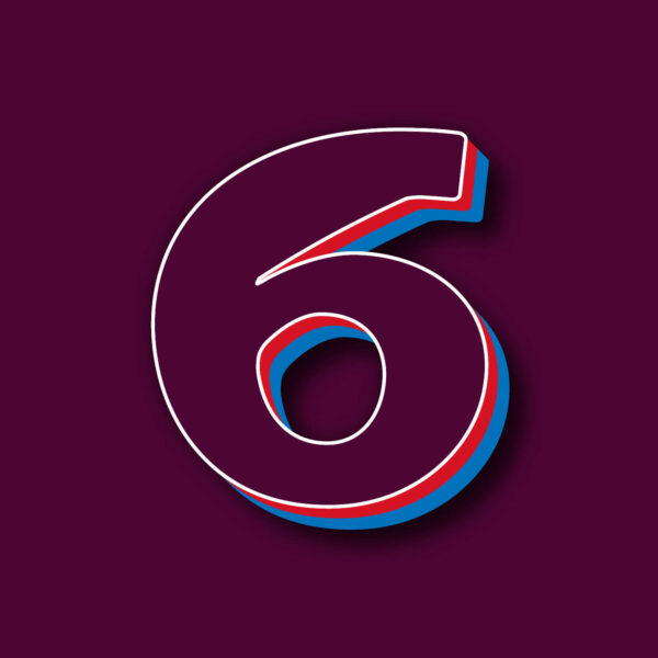 Number Six Tricolor Design With White Edges