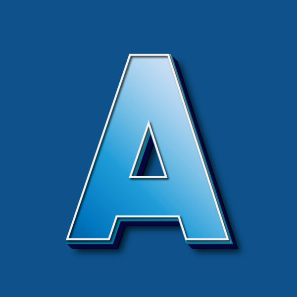 3D Blue Letter A Design
