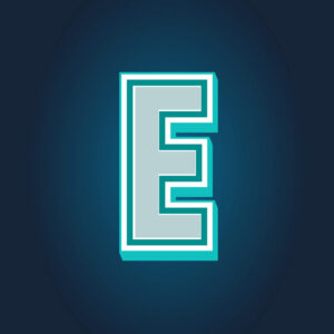 3D Letter E Tricolor Design