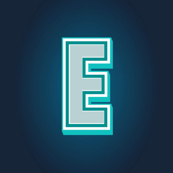 3D Letter E Tricolor Design