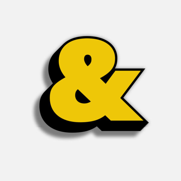 3D Yellow Ampersand Symbol With Black Border