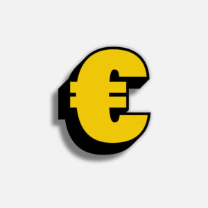 3D Yellow Euro Symbol With Black Border