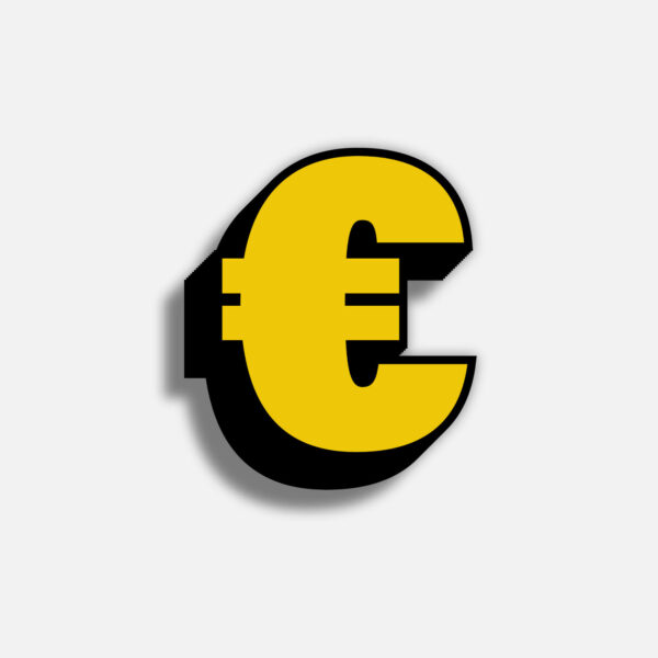 3D Yellow Euro Symbol With Black Border