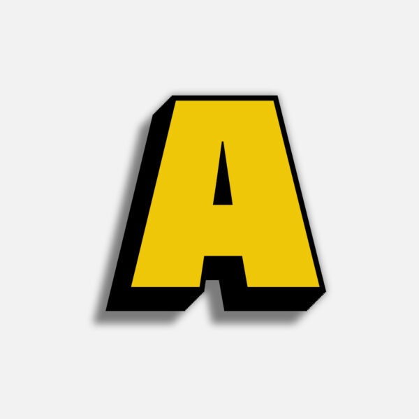 3D Yellow Letter A With Black Border