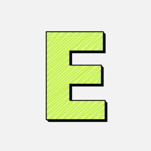 Letter E With Green Line Design