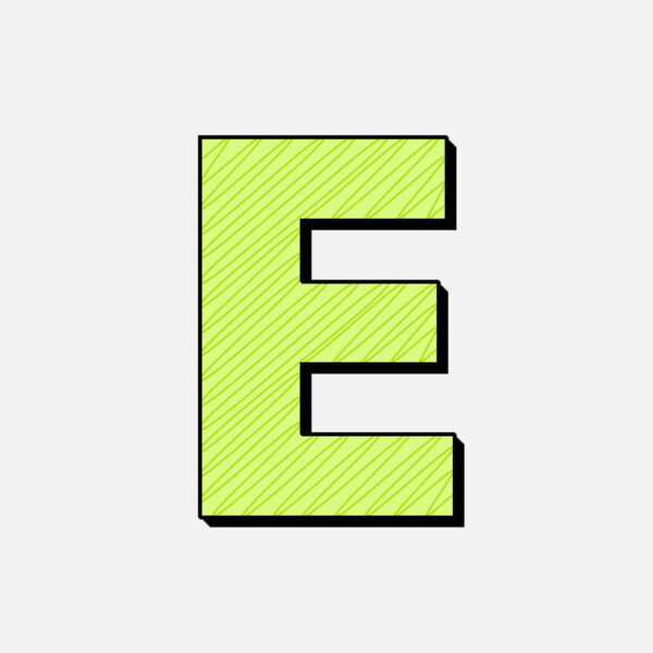 Letter E With Green Line Design