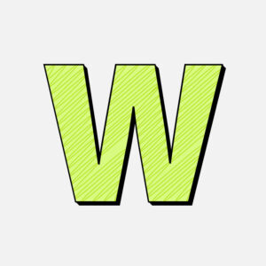 Letter W With Green Line Design