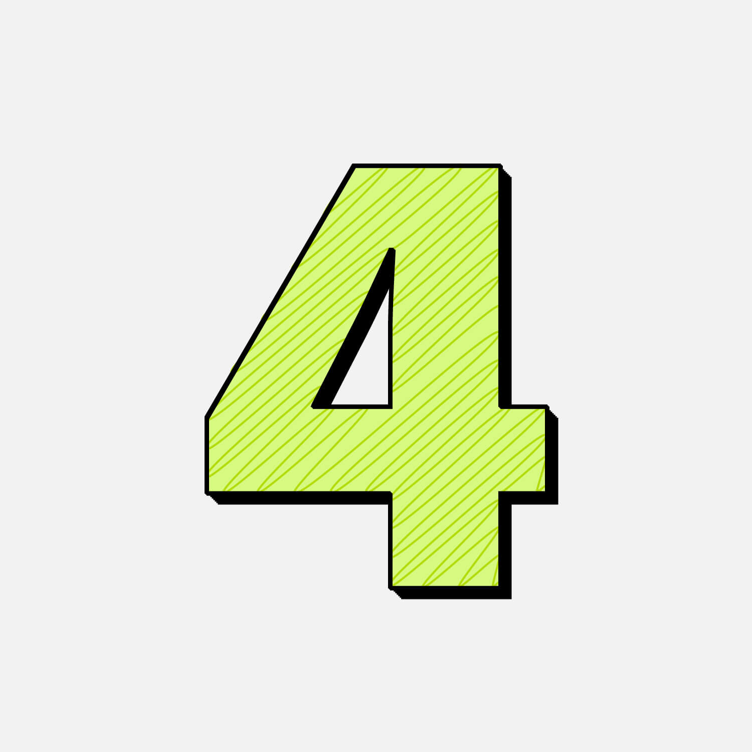 Number Four With Green Line Design