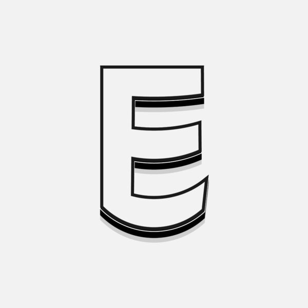 White Letter E With Black Border