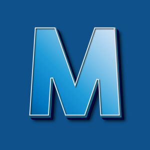 3D Blue Letter M Design