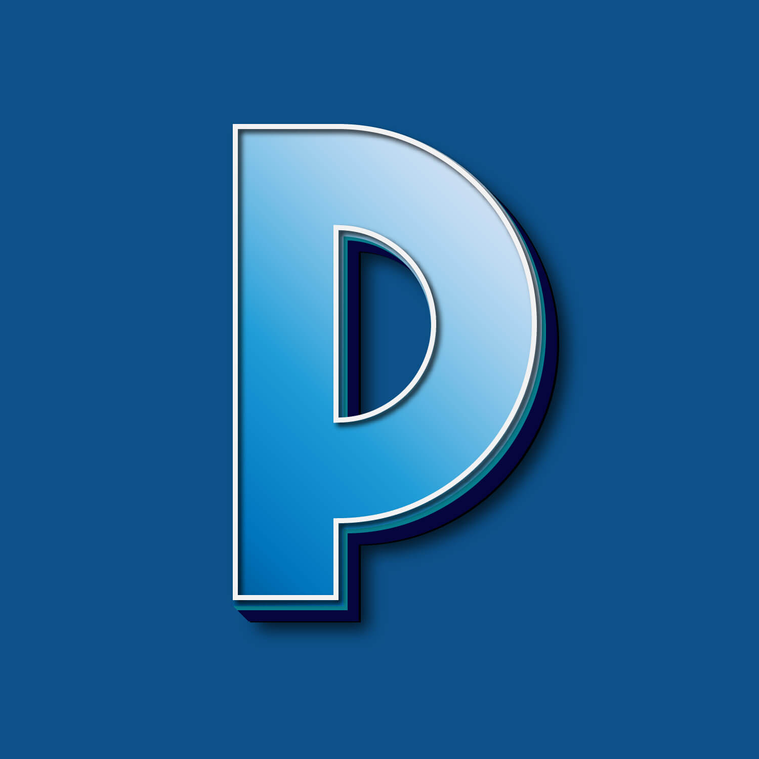3D Blue Letter P Design