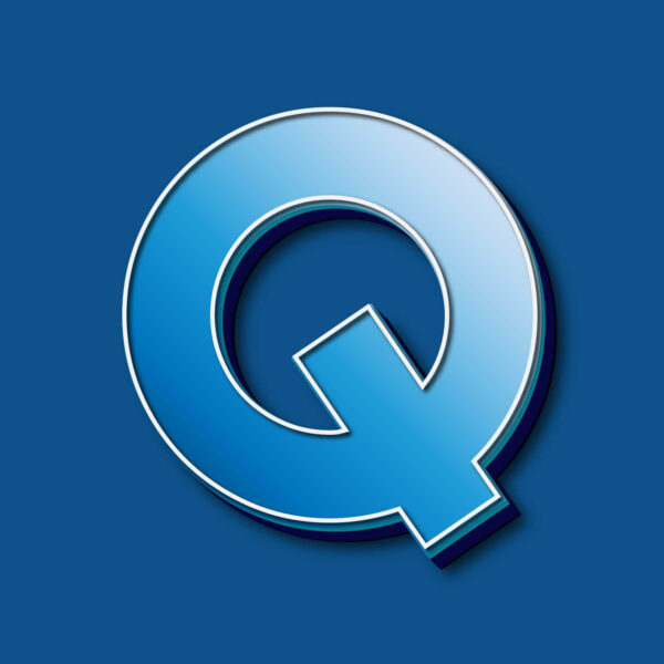 3D Blue Letter Q Design