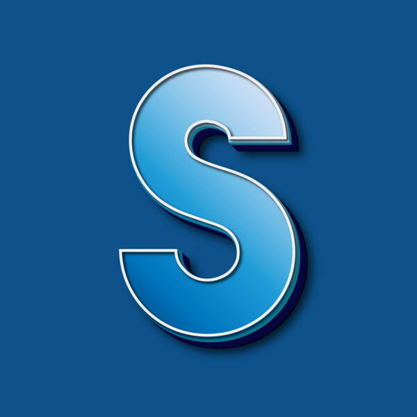3D Blue Letter S Design