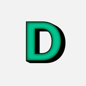 3D Green Letter D with Black Border