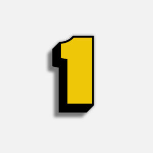 3D Yellow Number One With Black Border