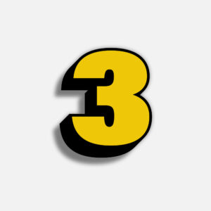 3D Yellow Number Three With Black Border