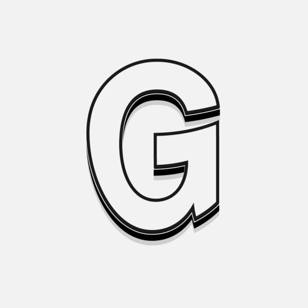 White Letter G With Black Border