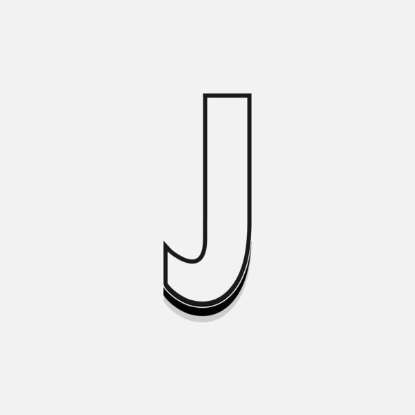 White Letter J With Black Border