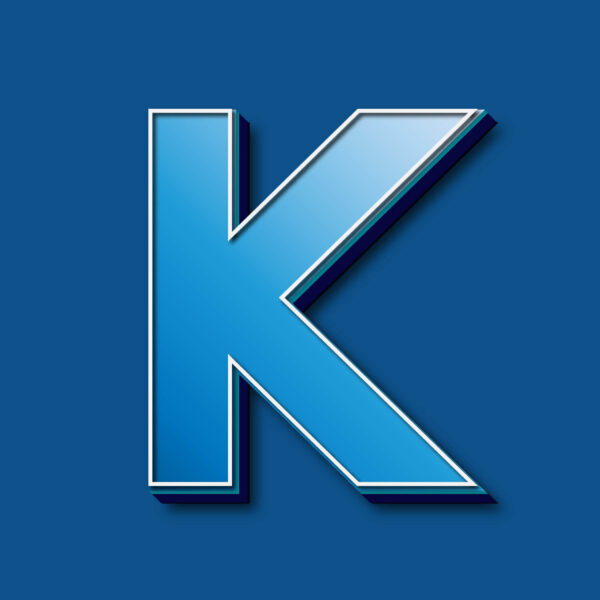 3D Blue Letter K Design