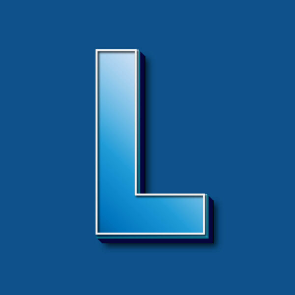 3D Blue Letter L Design