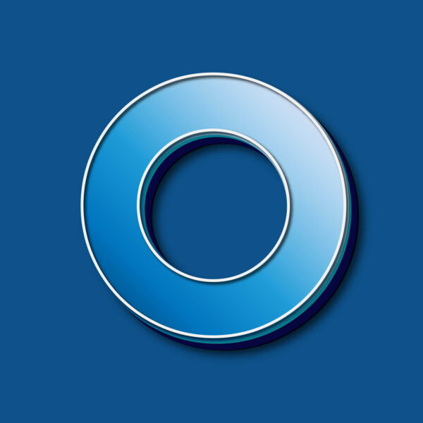 3D Blue Letter O Design