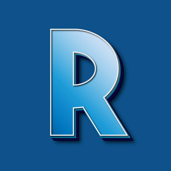 3D Blue Letter R Design