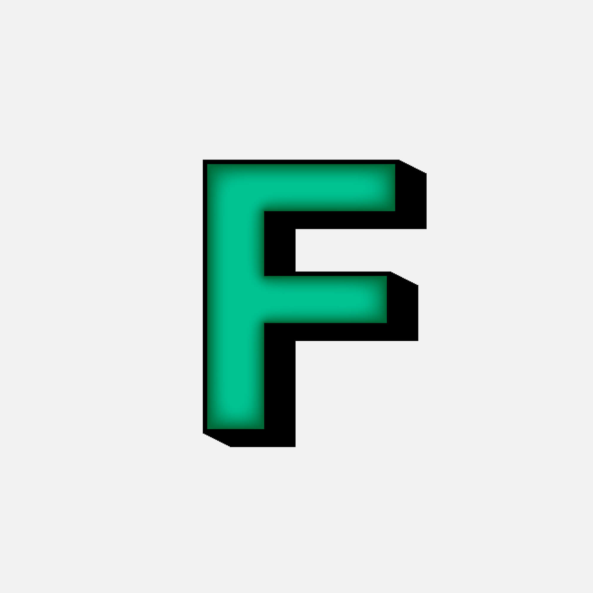 3D Green Letter F With Black Border