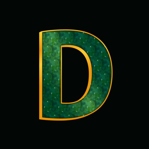 Green Letter D With Gold Border