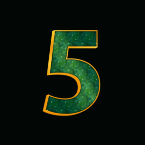 Green Number Five With Gold Border