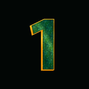 Green Number One With Gold Border