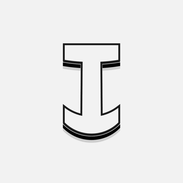 White Letter I With Black Border