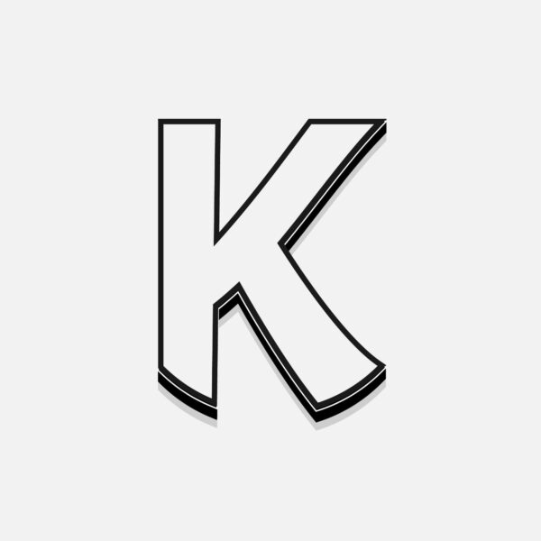 White Letter K With Black Border
